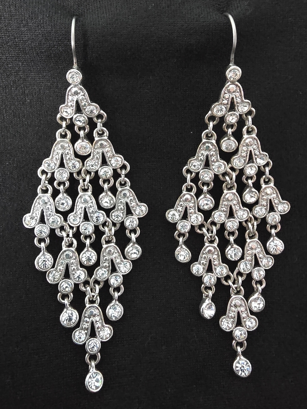Silver Crystal Chandelier Drop Earrings - Elegant Women Jewelry